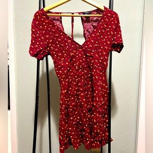 Maroon floral backless dress